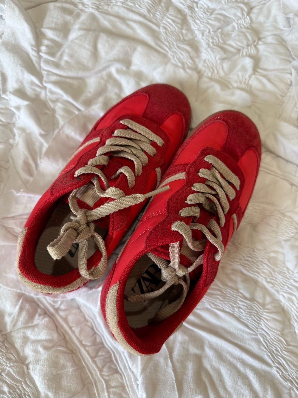 Zara Red and Beige Kids Sneakers